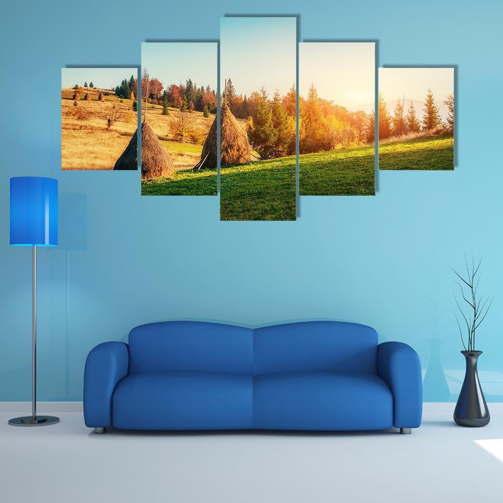 Beautiful Forest Road In The Autumn Nature Canvas Wall Art