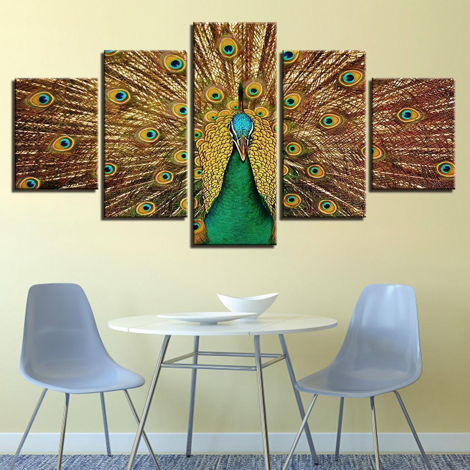 Beautiful Green Peacock Animal Canvas Wall Art