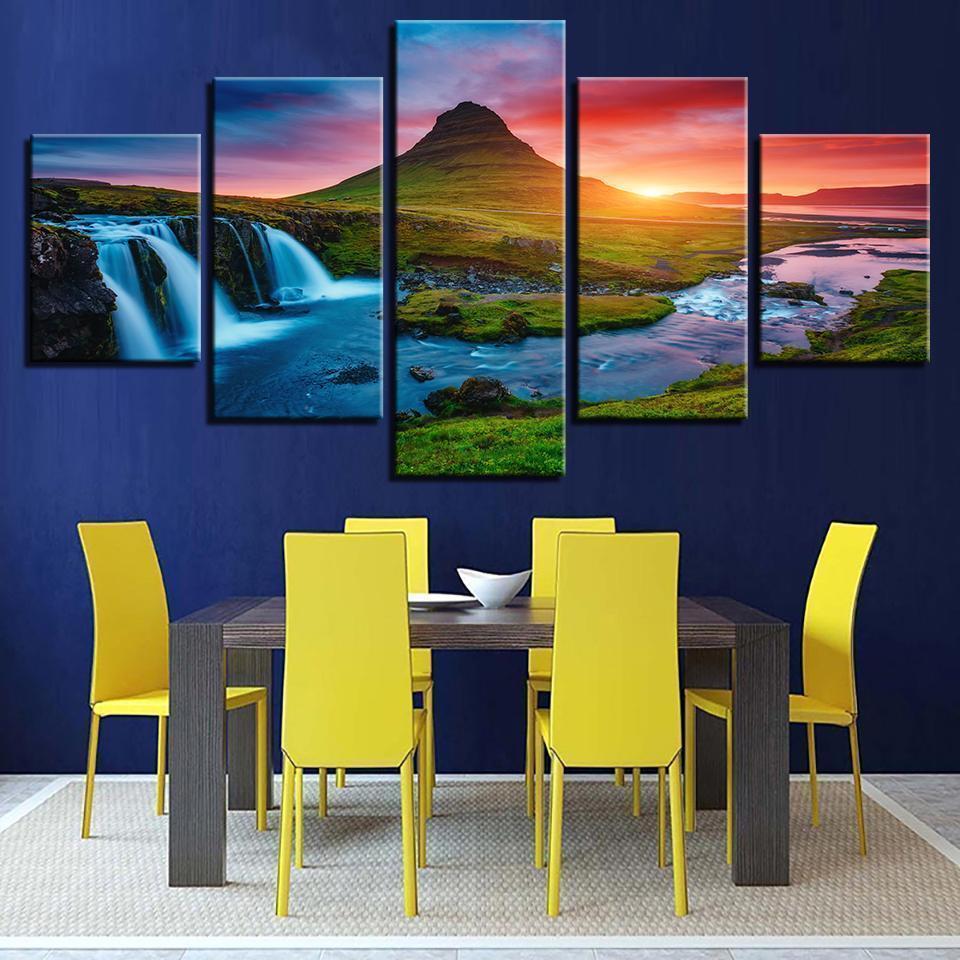 Beautiful Iceland Waterfall Nature Canvas Wall Art