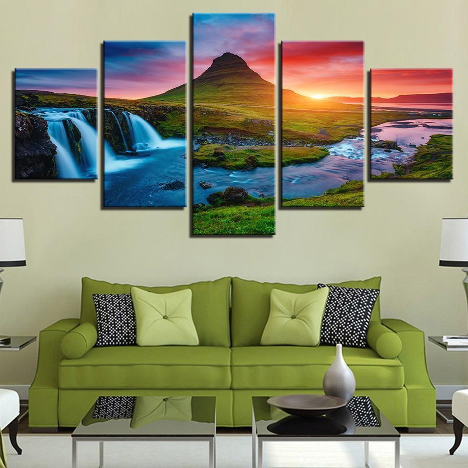 Beautiful Iceland Waterfall Nature Canvas Wall Art