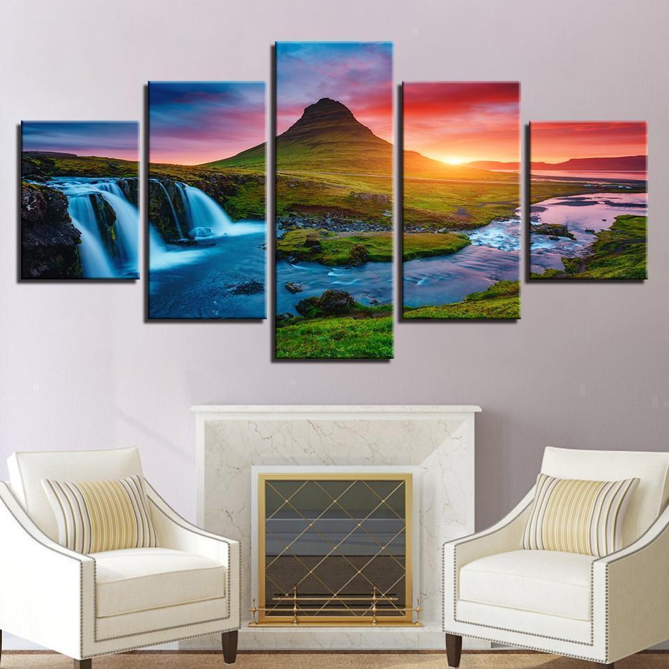 Beautiful Iceland Waterfall Nature Canvas Wall Art