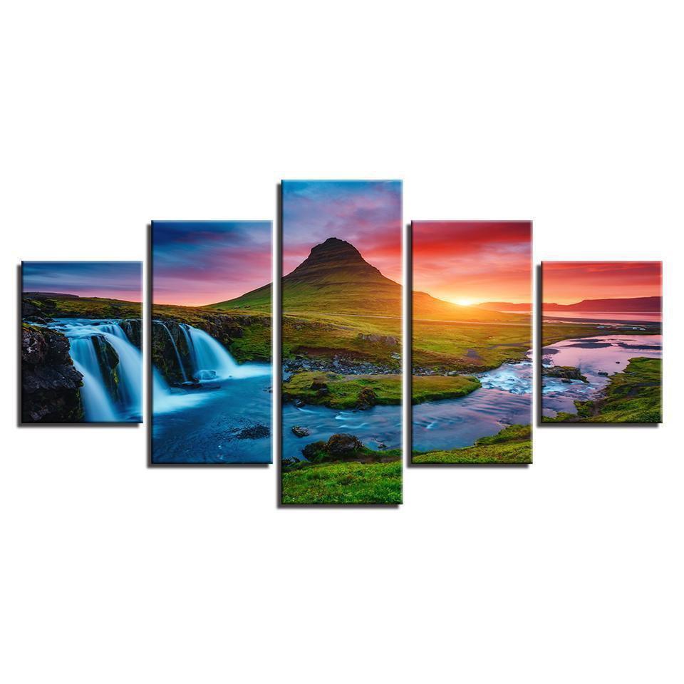 Beautiful Iceland Waterfall Nature Canvas Wall Art