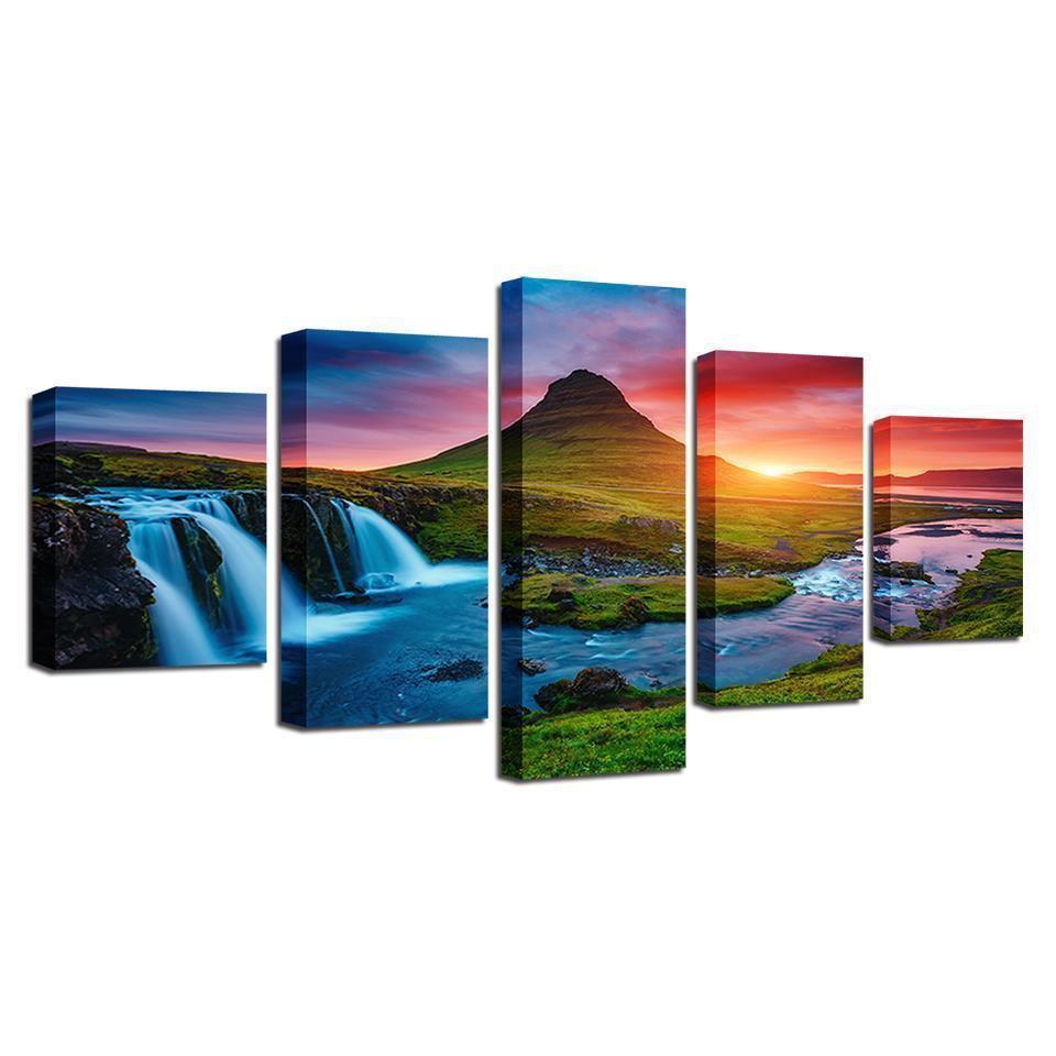 Beautiful Iceland Waterfall Nature Canvas Wall Art