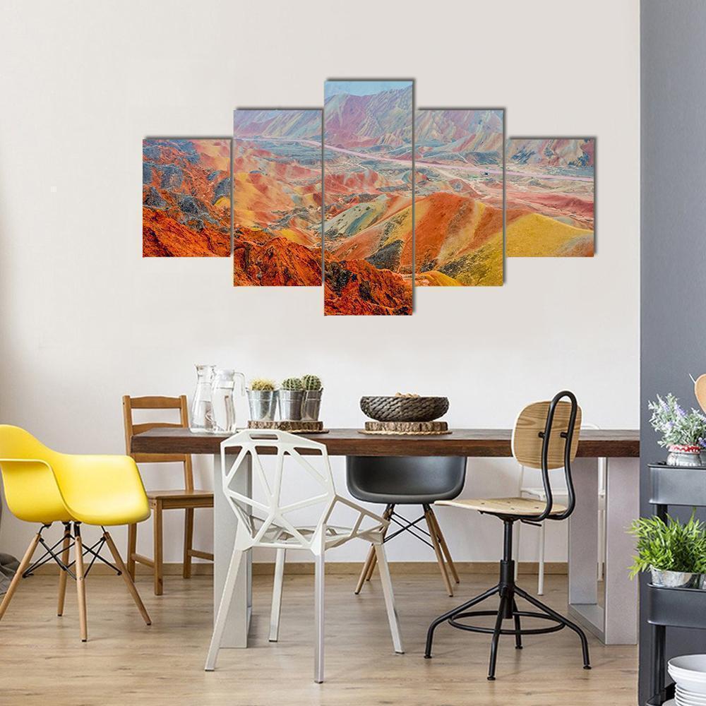 Beautiful Landscape Of Rainbow Mountains At Zhangye In China Nature Canvas Wall Art