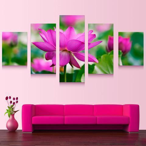Beautiful Lotus Flower Nature Canvas Wall Art