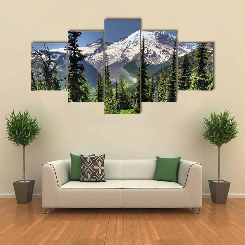 Beautiful Mount Rainier From Sunrise Nature Canvas Wall Art