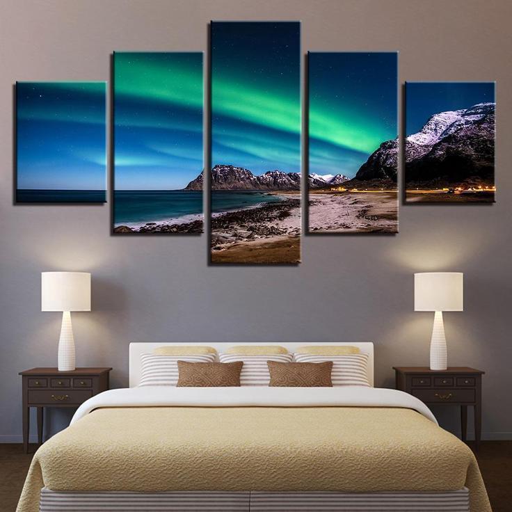 Beautiful Northern Lights Nature Canvas Wall Art