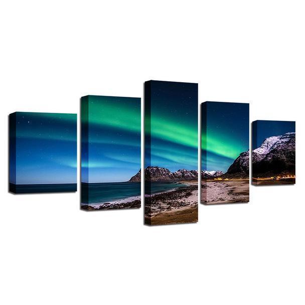 Beautiful Northern Lights Nature Canvas Wall Art