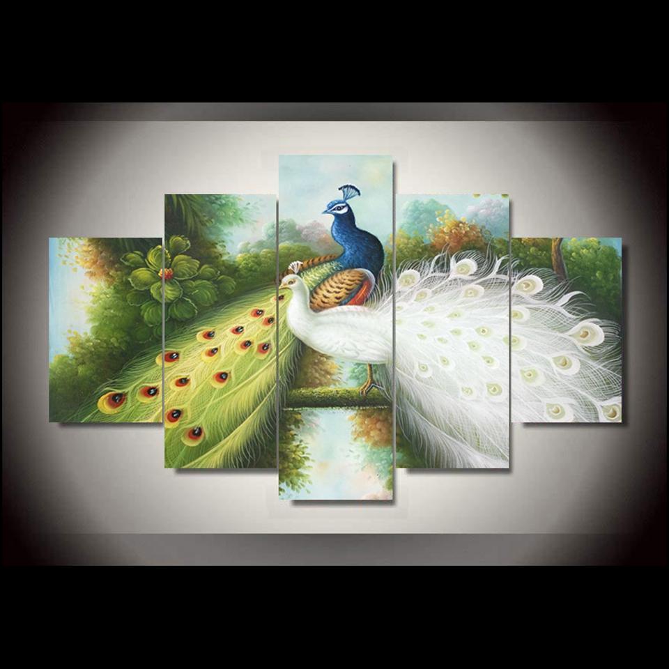 Beautiful Peacock Couple Animal Canvas Wall Art