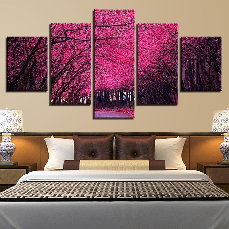 Beautiful Pink Tree Landscape Canvas Wall Art