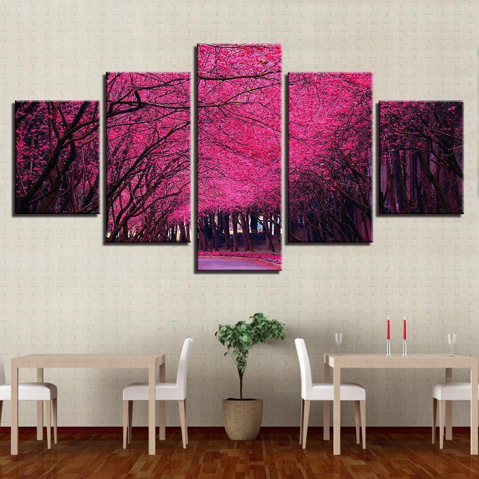 Beautiful Pink Tree Landscape Canvas Wall Art