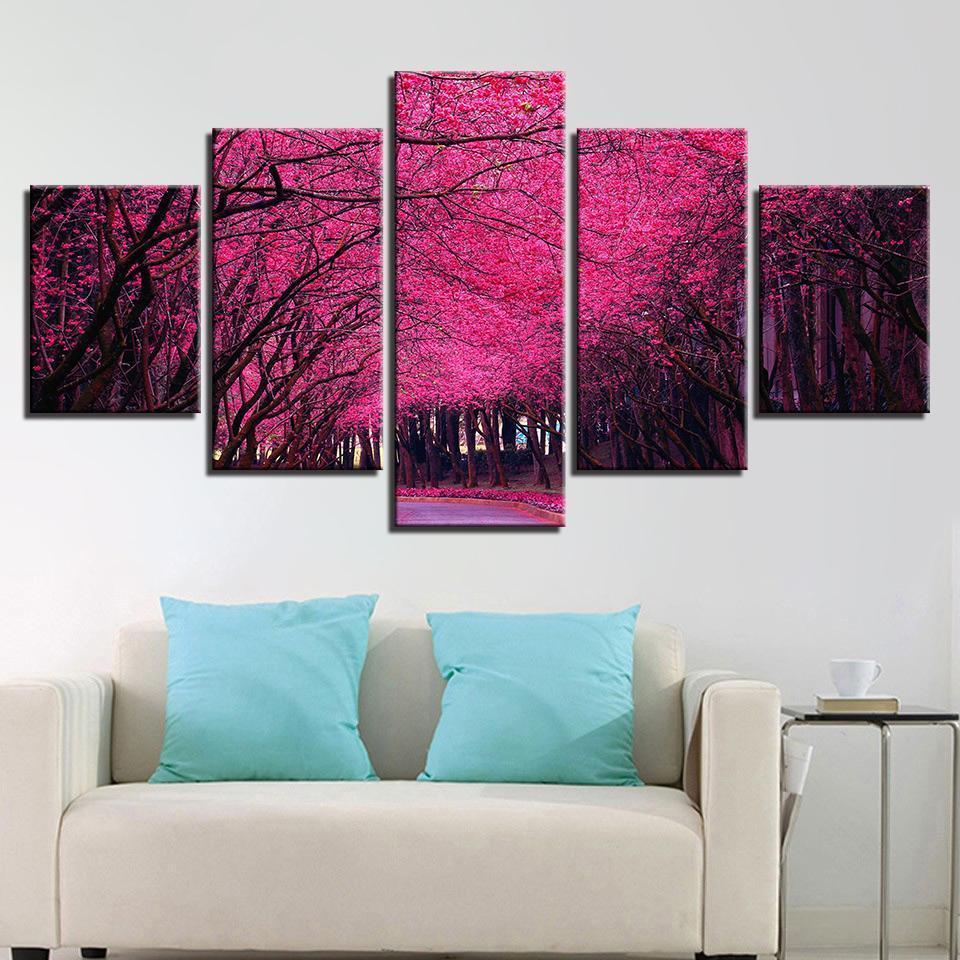 Beautiful Pink Tree Landscape Canvas Wall Art