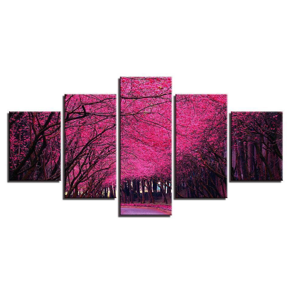 Beautiful Pink Tree Landscape Canvas Wall Art