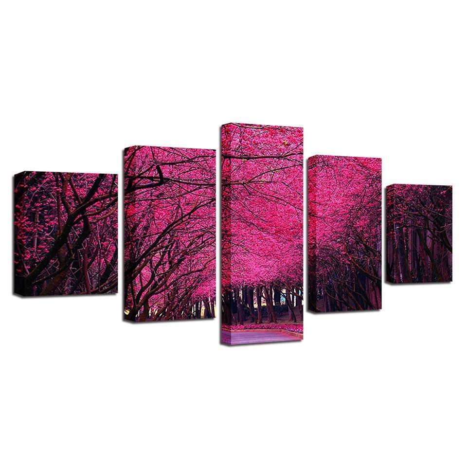 Beautiful Pink Tree Landscape Canvas Wall Art