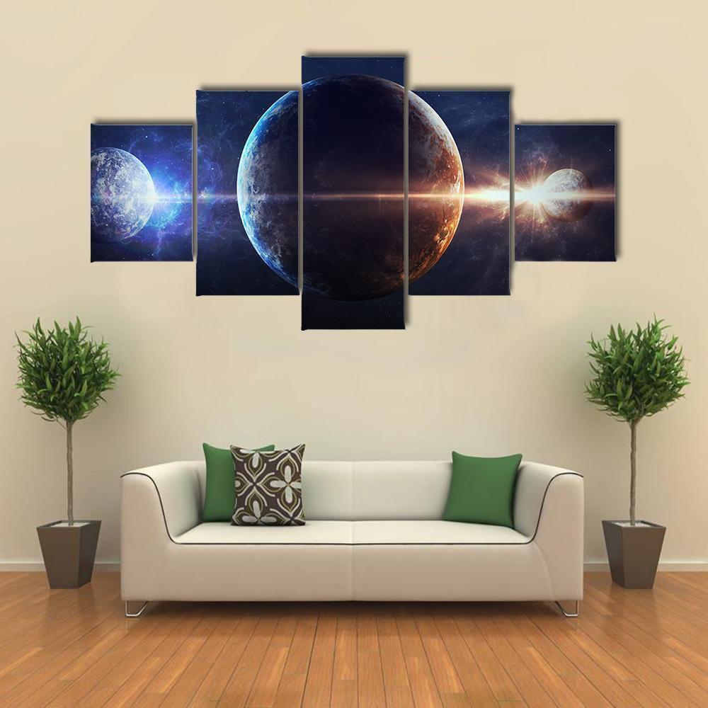 Beautiful Planets Stars And Galaxies Space Canvas Wall Art