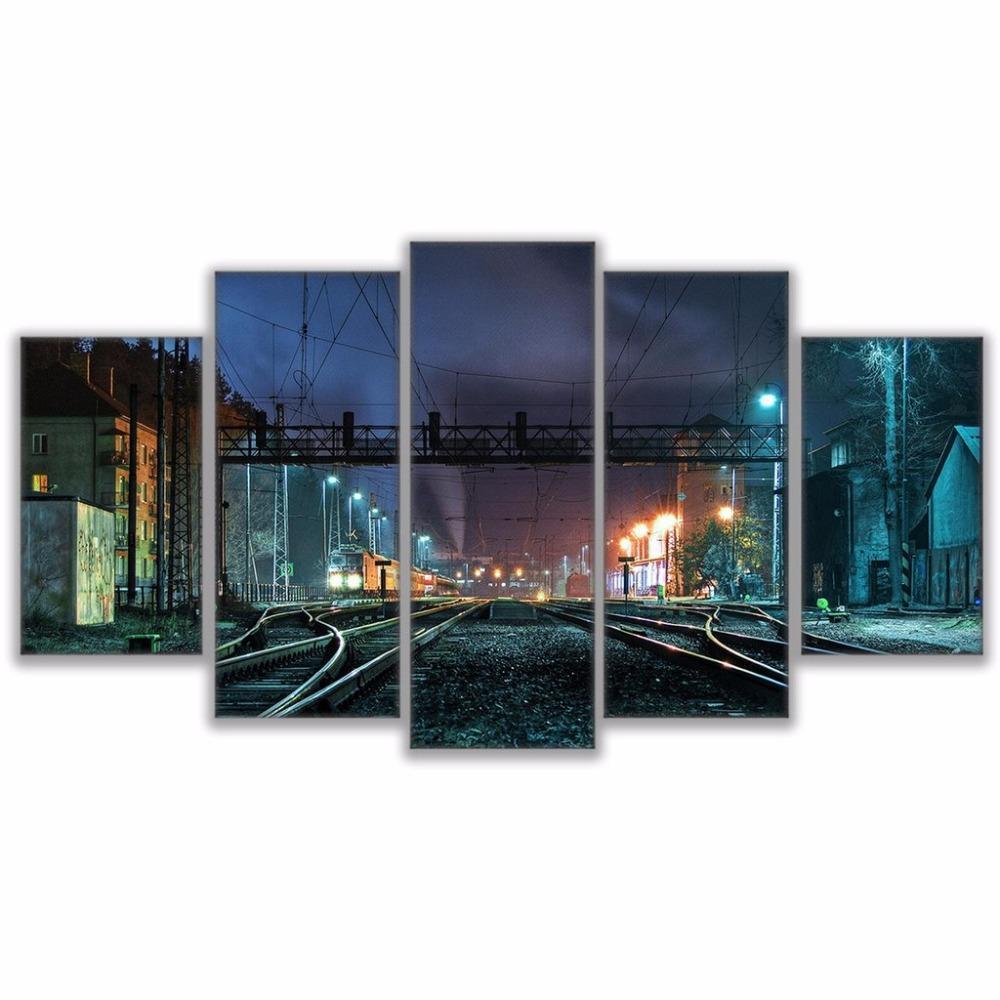 Beautiful Rustic Railroad Tracks Nature Canvas Wall Art