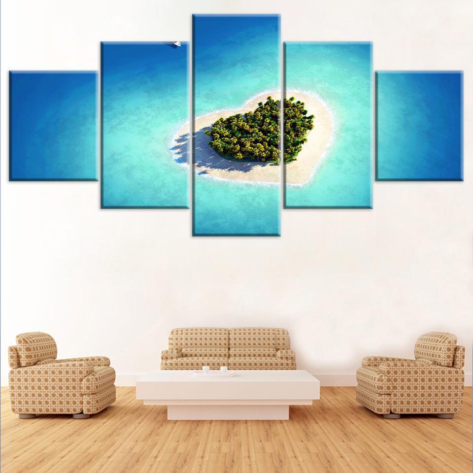 Beautiful Sea Heart Reef Island Tavarua Nature Canvas Wall Art