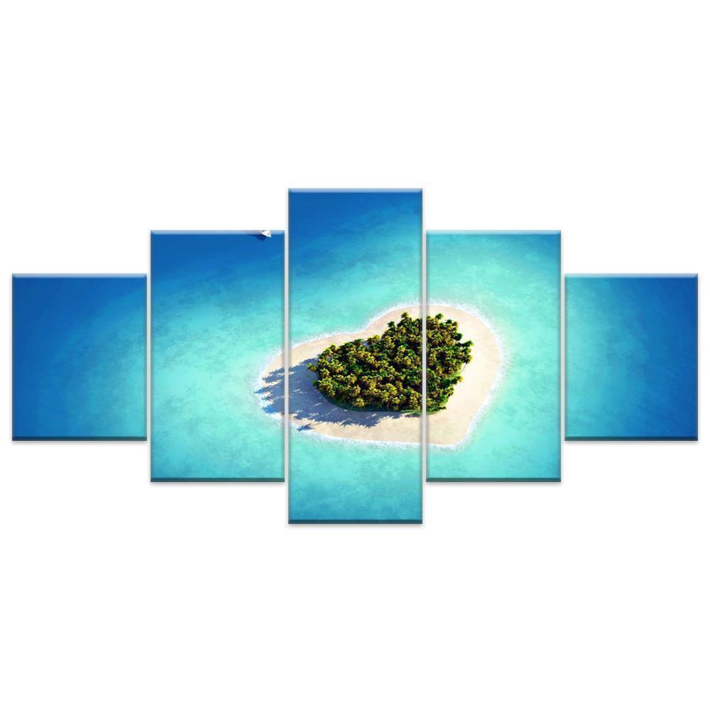 Beautiful Sea Heart Reef Island Tavarua Nature Canvas Wall Art
