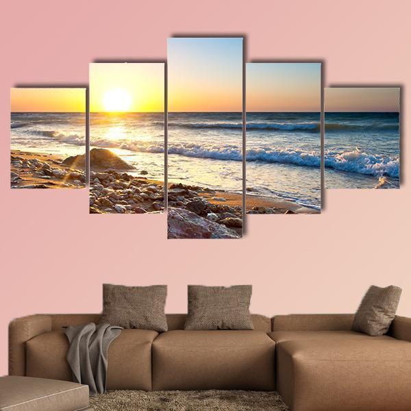 Beautiful Seascape During Sundown Nature Canvas Wall Art