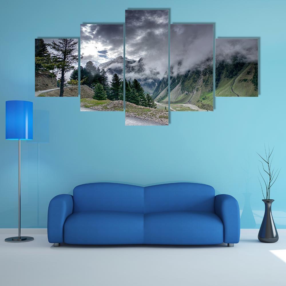 Beautiful Storm Clouds Over Mountains Of Ladakh Nature Canvas Wall Art