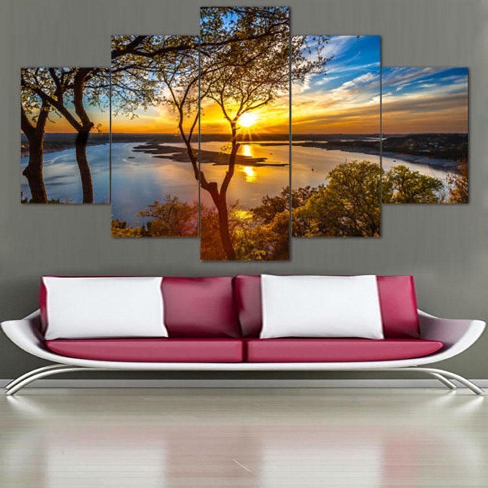 Beautiful Sunrise Natural Landscape Nature Canvas Wall Art
