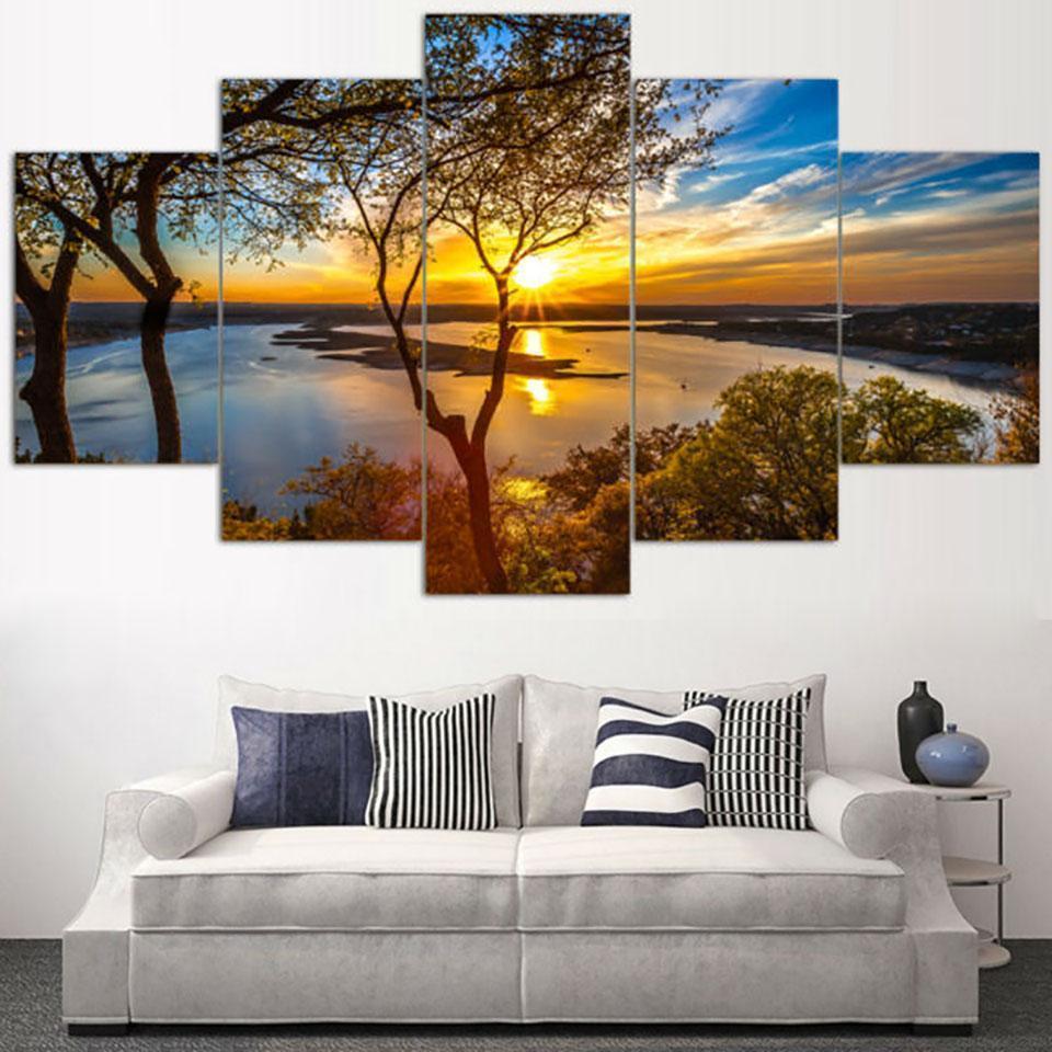 Beautiful Sunrise Natural Landscape Nature Canvas Wall Art
