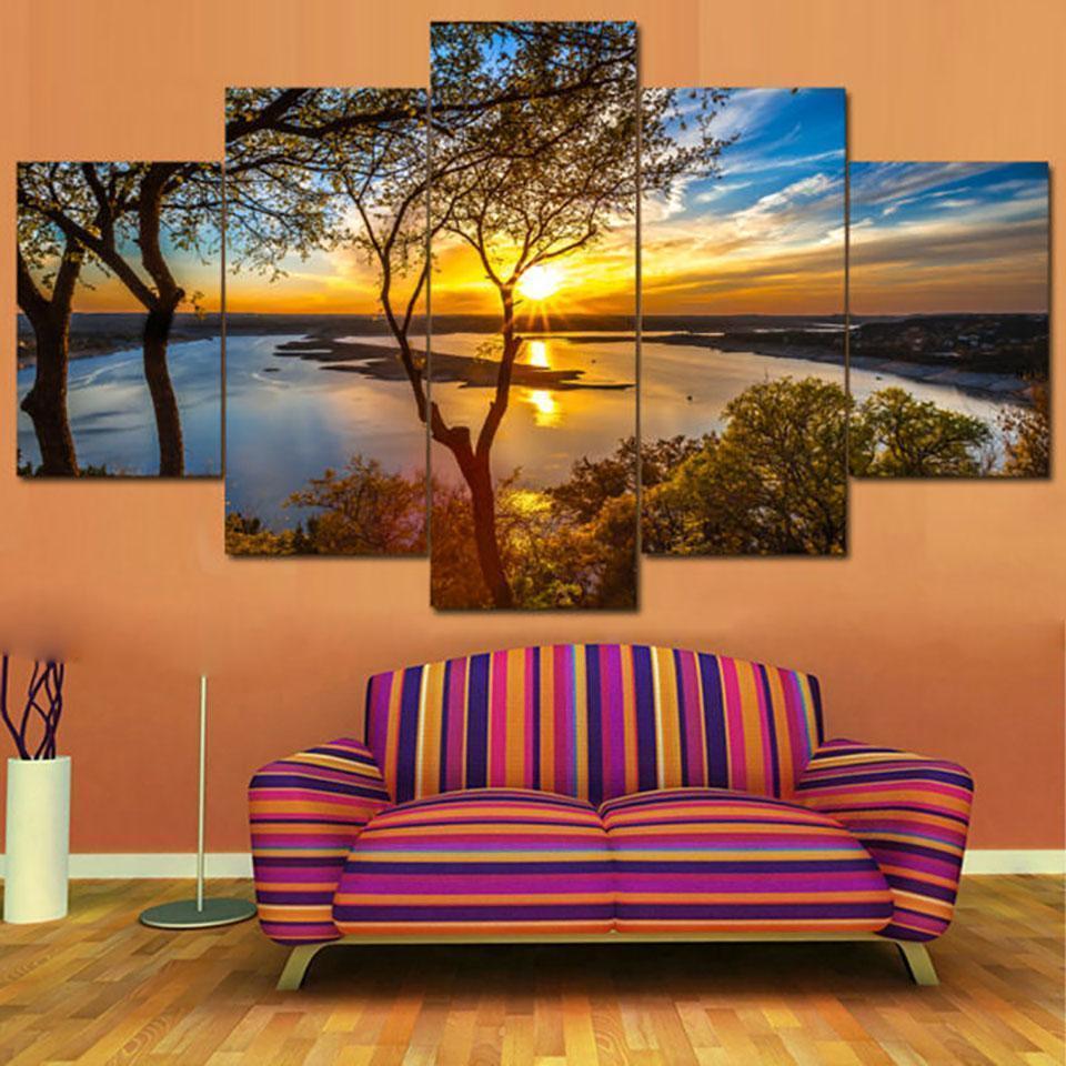 Beautiful Sunrise Natural Landscape Nature Canvas Wall Art