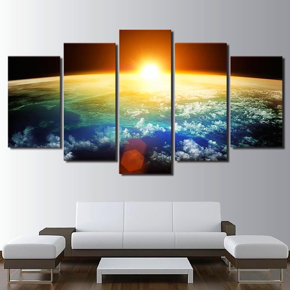 Beautiful Sunset On Planet Earth Space Universe Canvas Wall Art