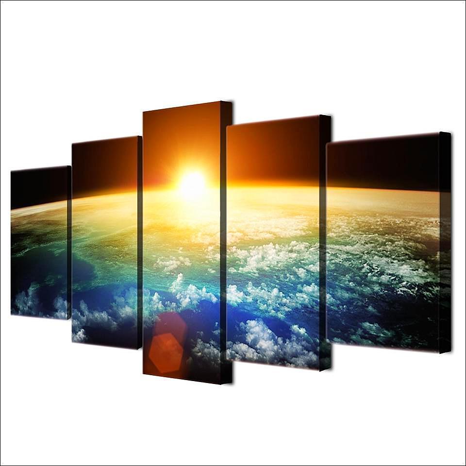 Beautiful Sunset On Planet Earth Space Universe Canvas Wall Art