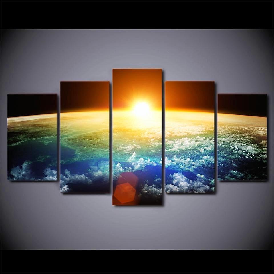 Beautiful Sunset On Planet Earth Space Universe Canvas Wall Art