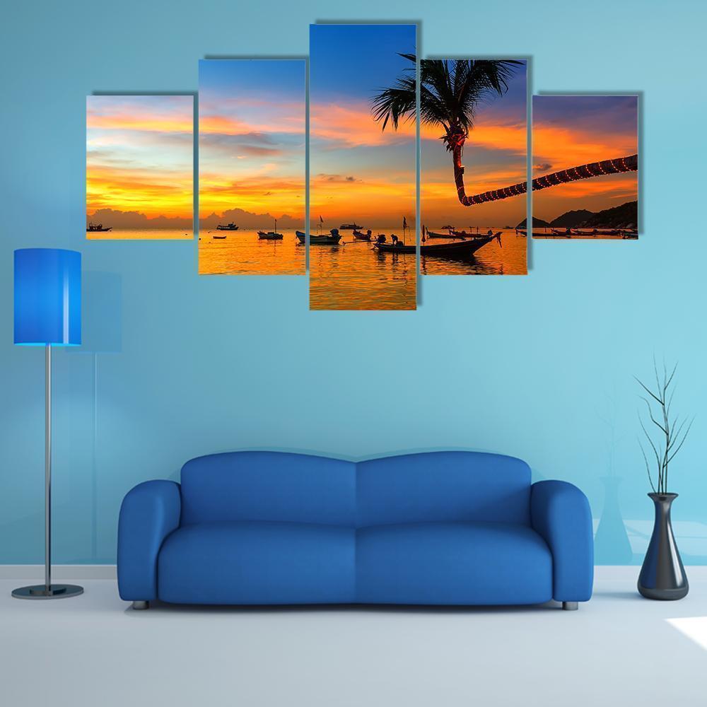 Beautiful Sunset On The Beach Nature Canvas Wall Art