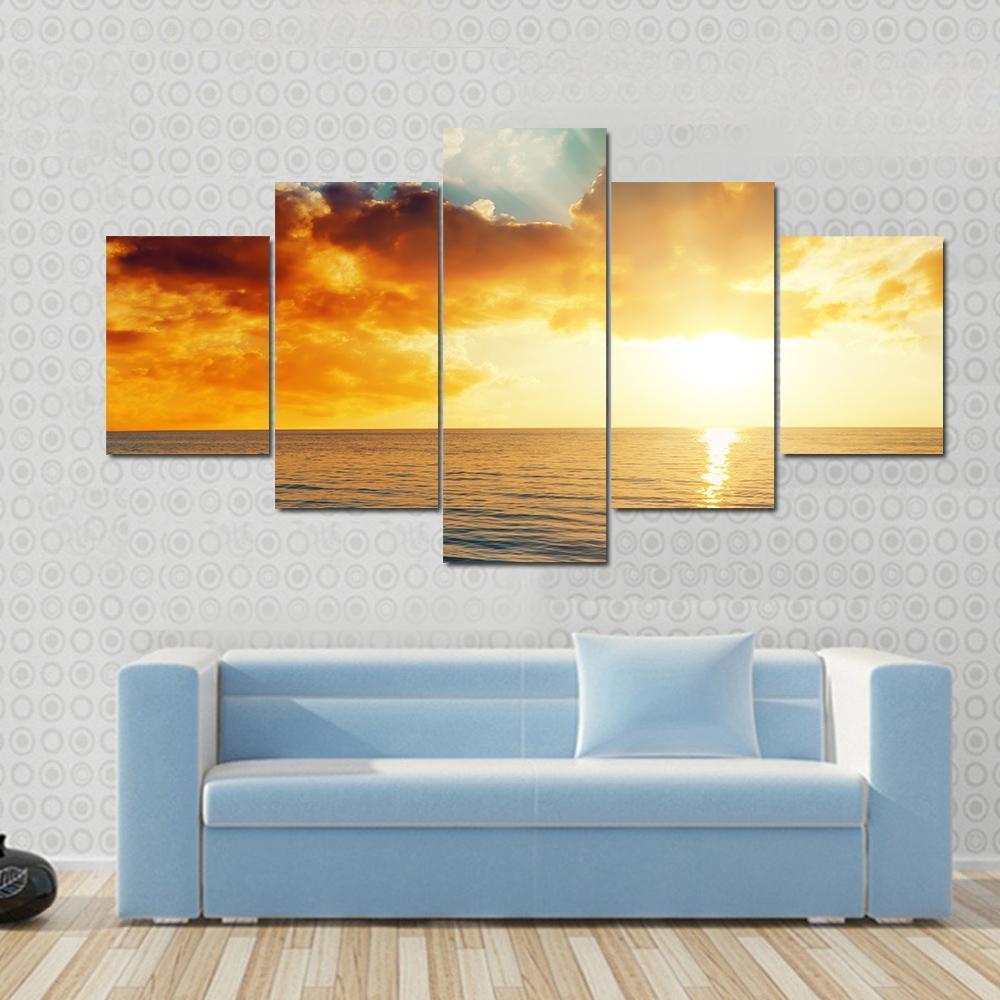 Beautiful Sunset Over The Sea Nature Canvas Wall Art