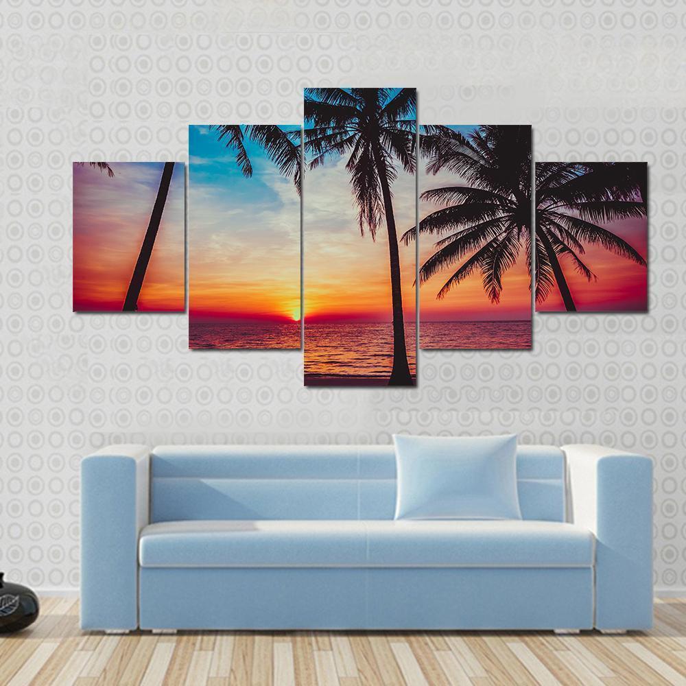 Beautiful Sunset Tropical Beach Nature Canvas Wall Art