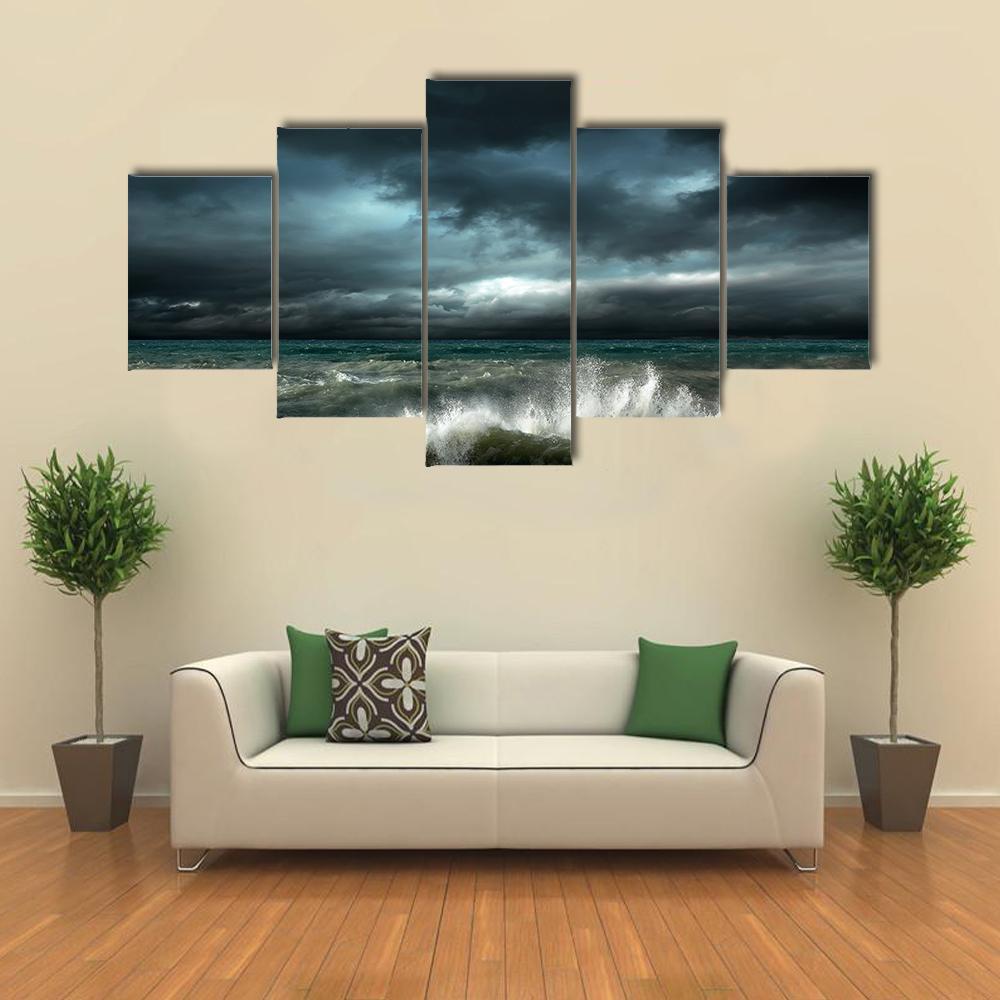 Beautiful View Of Storm Seascape Nature Canvas Wall Art