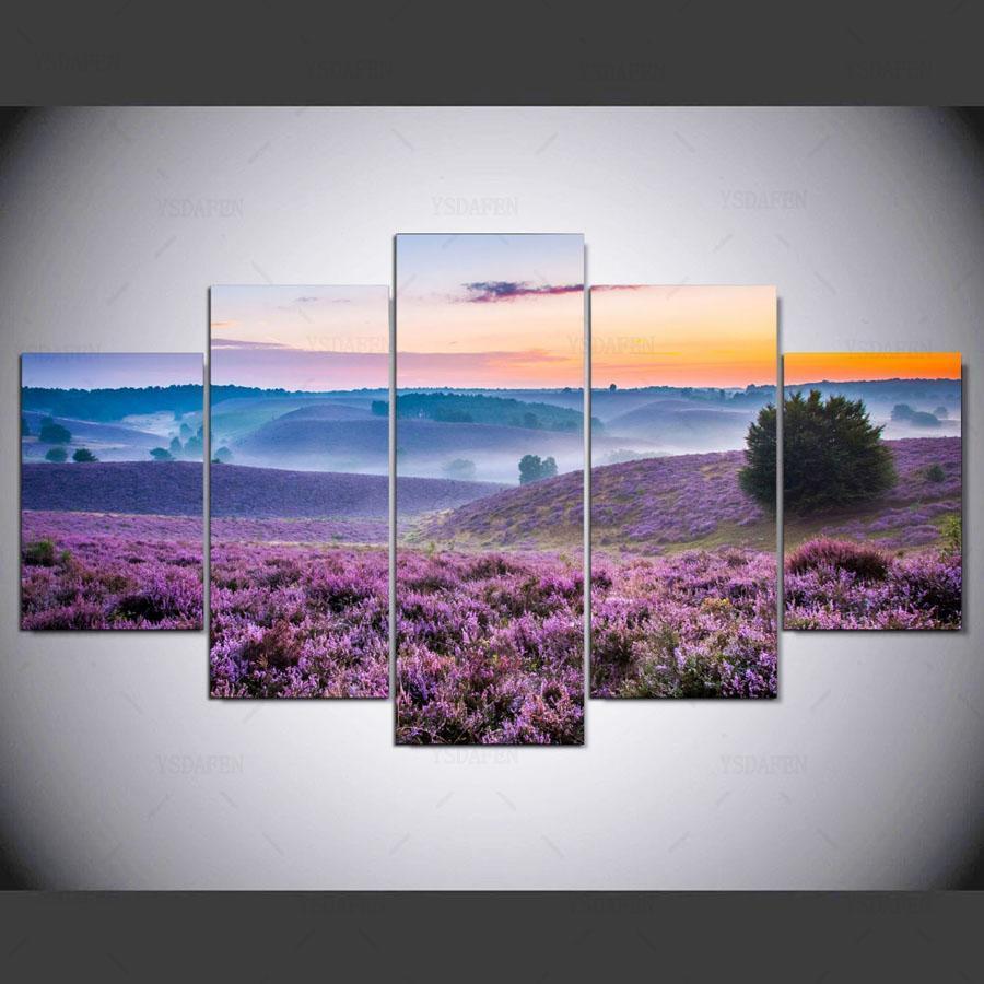 Beautiful Violet Flowers Nature Canvas Wall Art