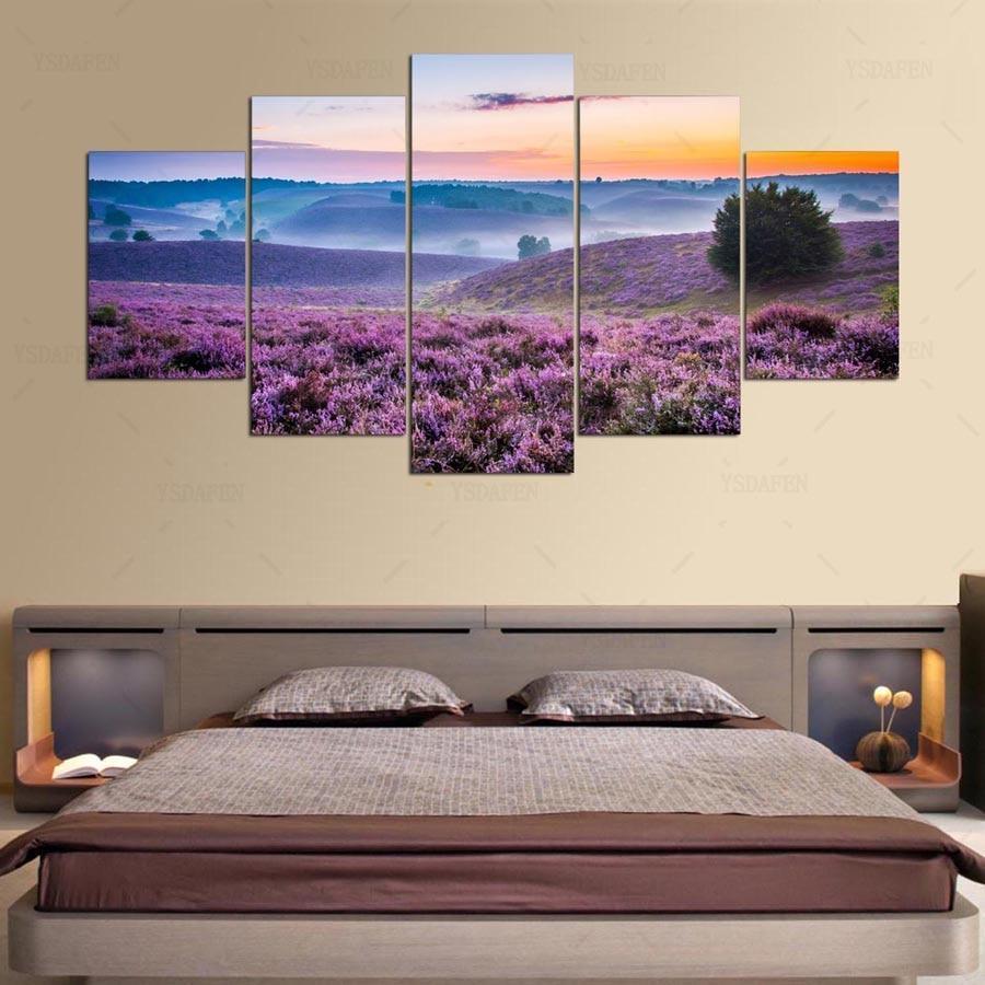 Beautiful Violet Flowers Nature Canvas Wall Art