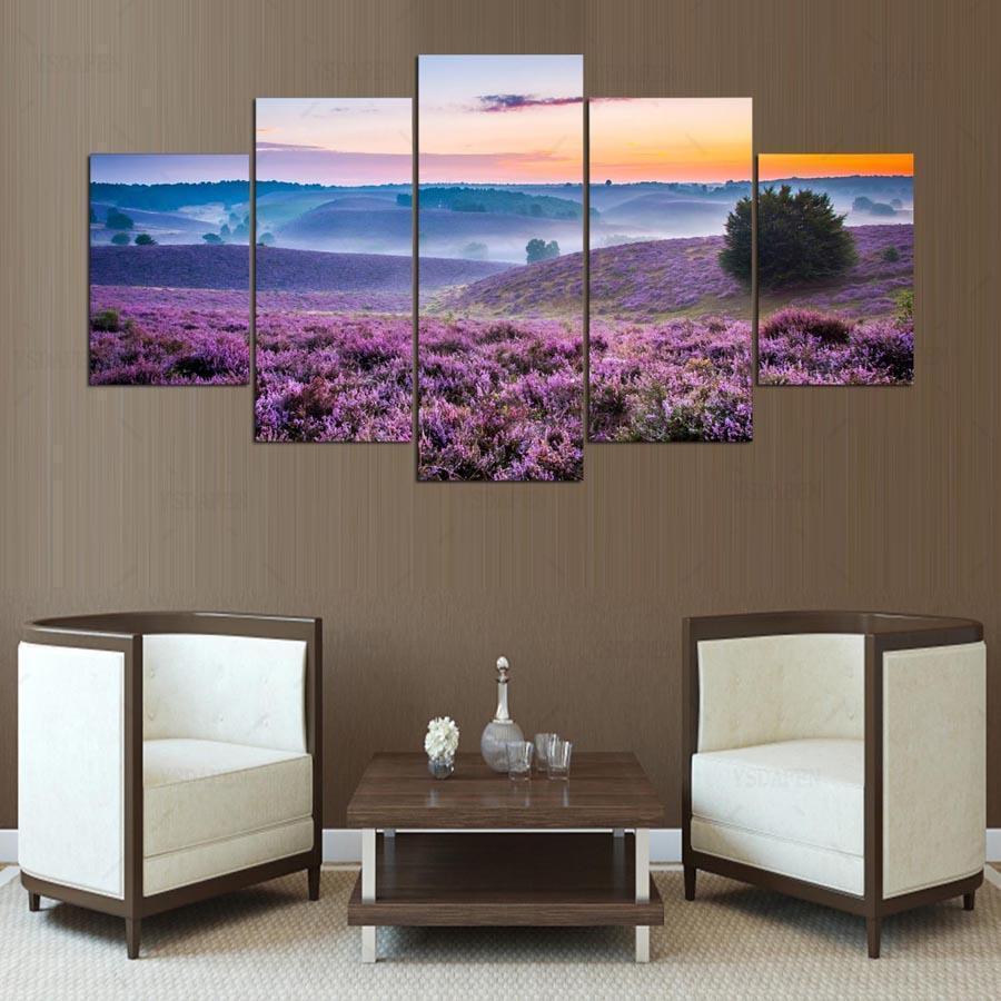 Beautiful Violet Flowers Nature Canvas Wall Art