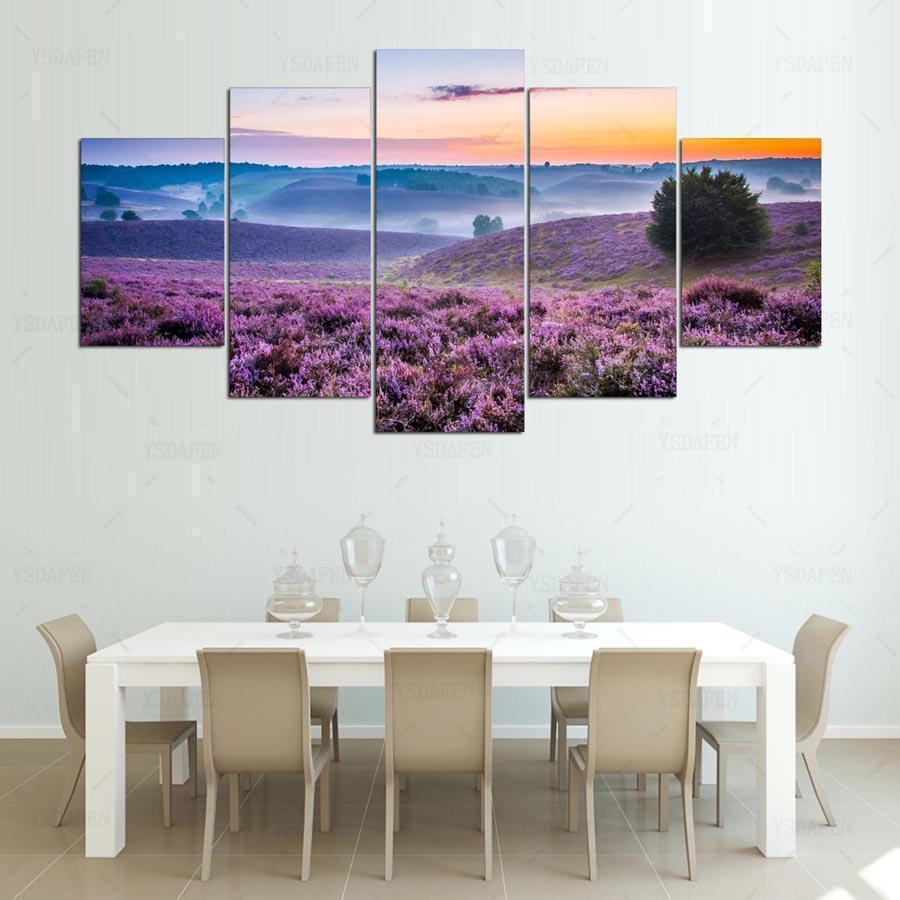 Beautiful Violet Flowers Nature Canvas Wall Art