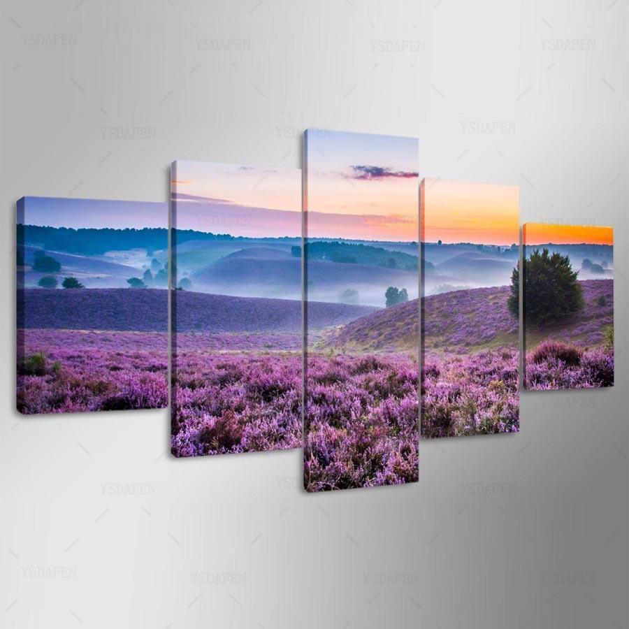 Beautiful Violet Flowers Nature Canvas Wall Art