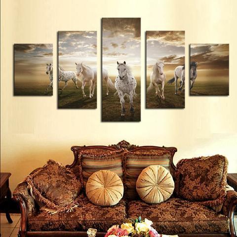 Beautiful White Horse Animal Canvas Wall Art
