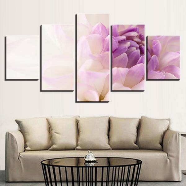 Beautiful White Purple Flowers Nature Canvas Wall Art