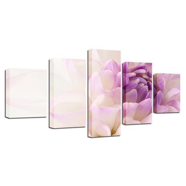 Beautiful White Purple Flowers Nature Canvas Wall Art