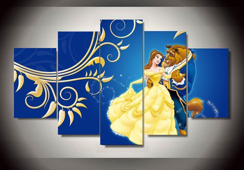 Beauty And The Beast Cartoon Canvas Wall Art