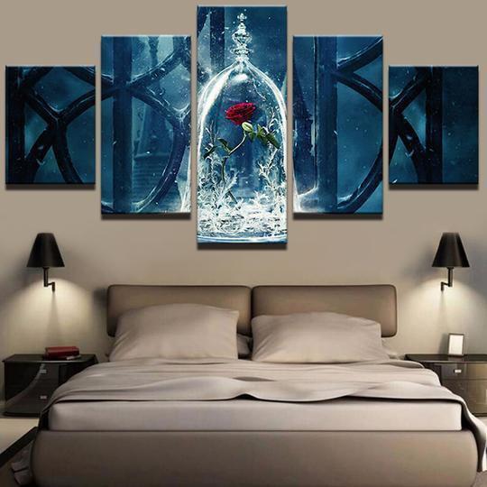 Beauty And The Beast Enchanted Rose Movie Canvas Wall Art