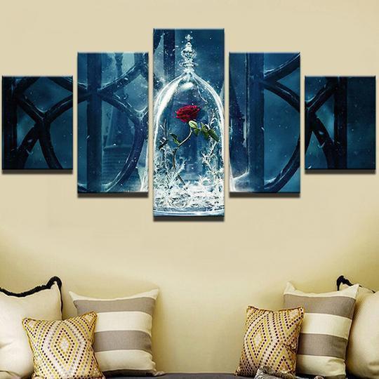 Beauty And The Beast Enchanted Rose Movie Canvas Wall Art