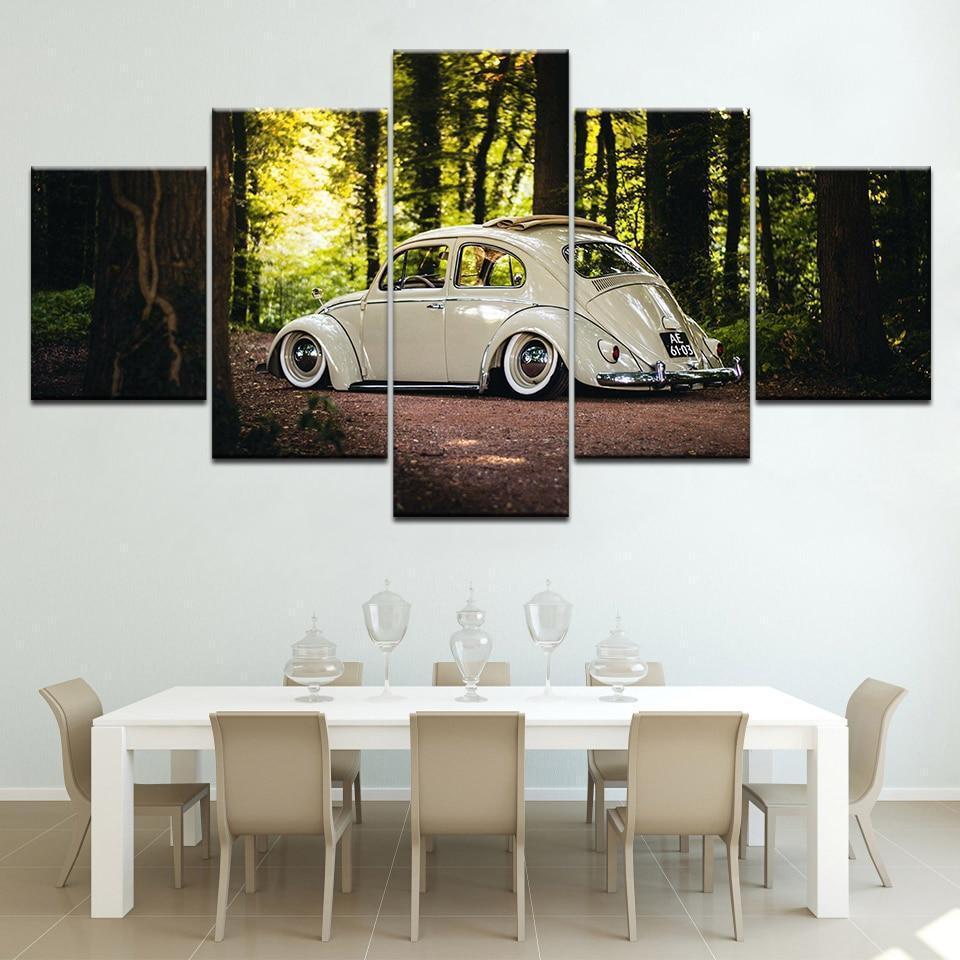 Beetle Volkswagen In Forest Car &amp;amp; Motor Canvas Wall Art
