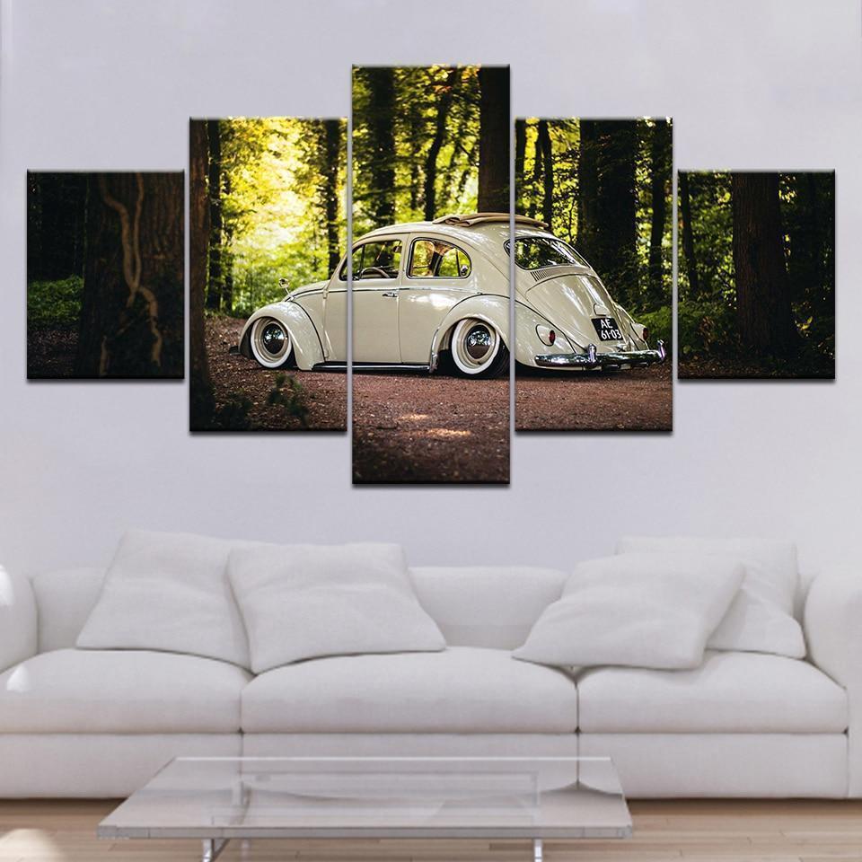 Beetle Volkswagen In Forest Car &amp;amp; Motor Canvas Wall Art