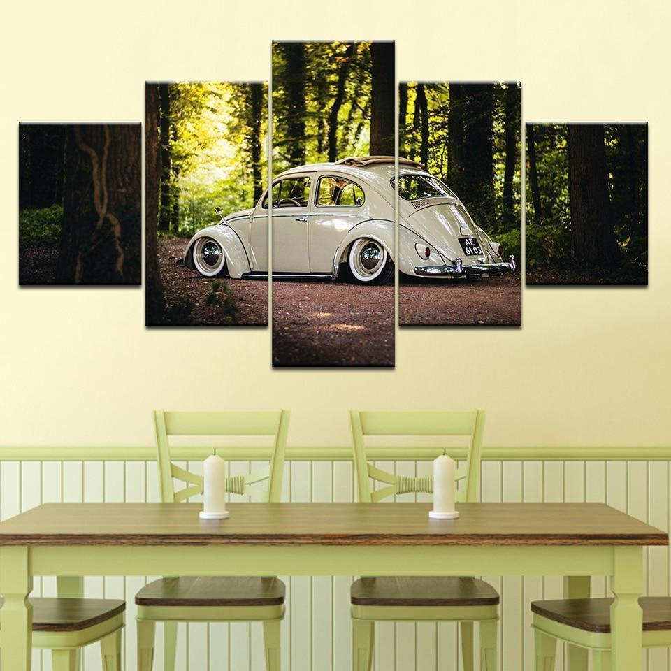 Beetle Volkswagen In Forest Car &amp;amp; Motor Canvas Wall Art
