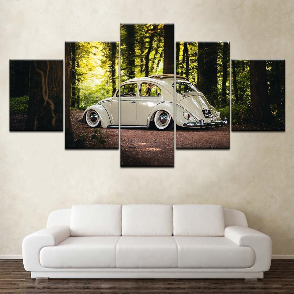 Beetle Volkswagen In Forest Car &amp;amp; Motor Canvas Wall Art