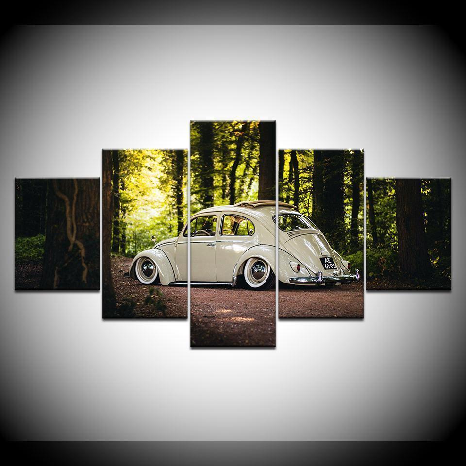 Beetle Volkswagen In Forest Car &amp;amp; Motor Canvas Wall Art
